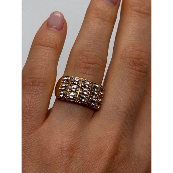 925 STERLING SILVER GOLD PLATED MORGANITE RING SIZE 6.5 - Picture 8 of 10